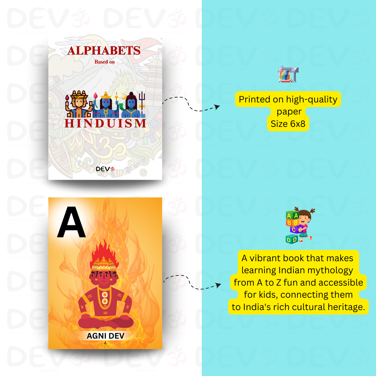 Alphabets based on Hinduism and NavDurga Book Combo for Kids