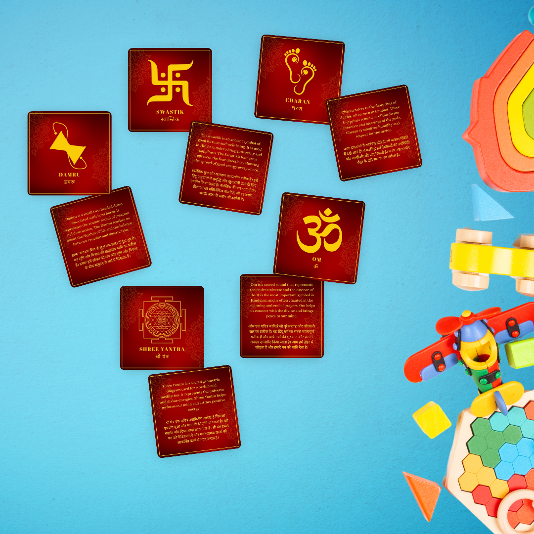 Hinduism Symbol Flash Cards, Non Tearable, High Quality, Kids Memory Card Learning, Pack of 20 cards