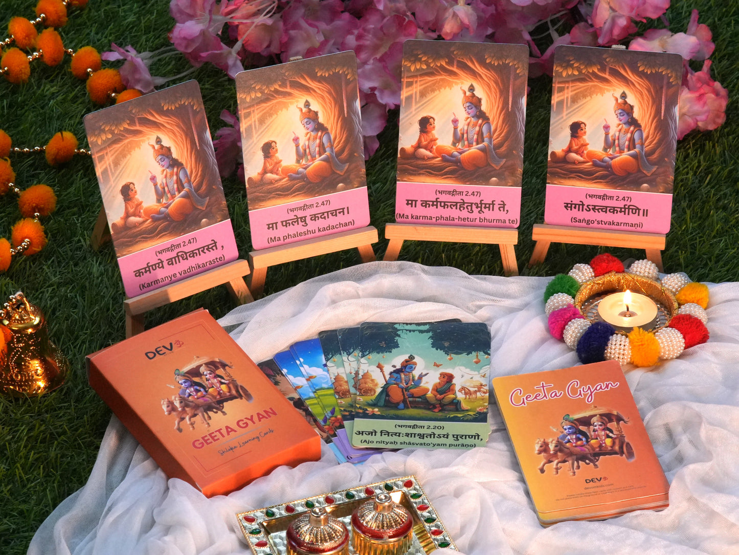 Geeta Gyan Cards, Non Tearable, High Quality, Kids Memory Card Learning, Pack of 32 cards