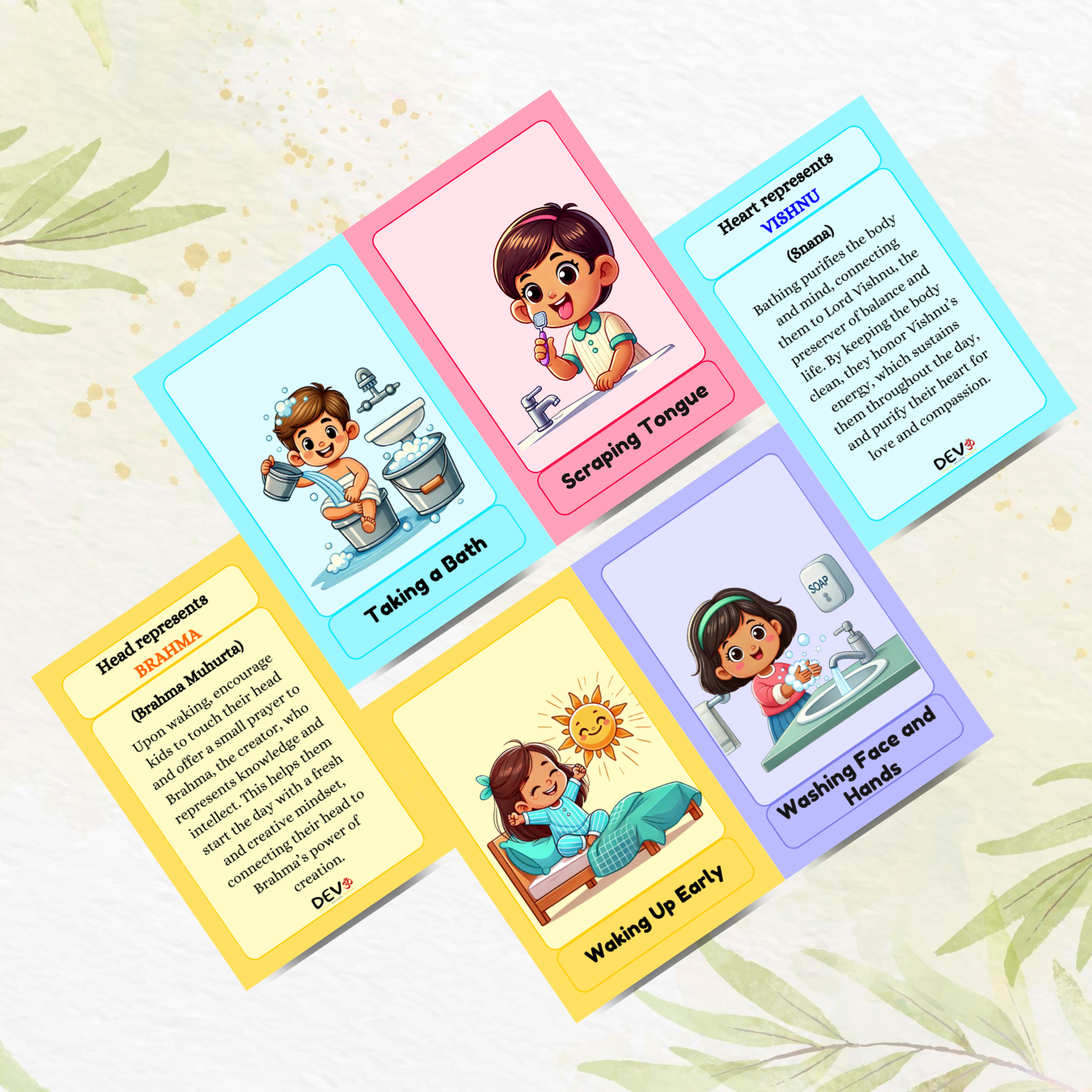 Little Rituals Daily Routine, Non Tearable, High Quality, Kids Memory Card Learning, Pack of 18 cards
