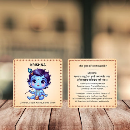 God and Goddess Cards with Mantra, Non Tearable , High Quality, Kids Memory Card Learning, Pack of 15 cards