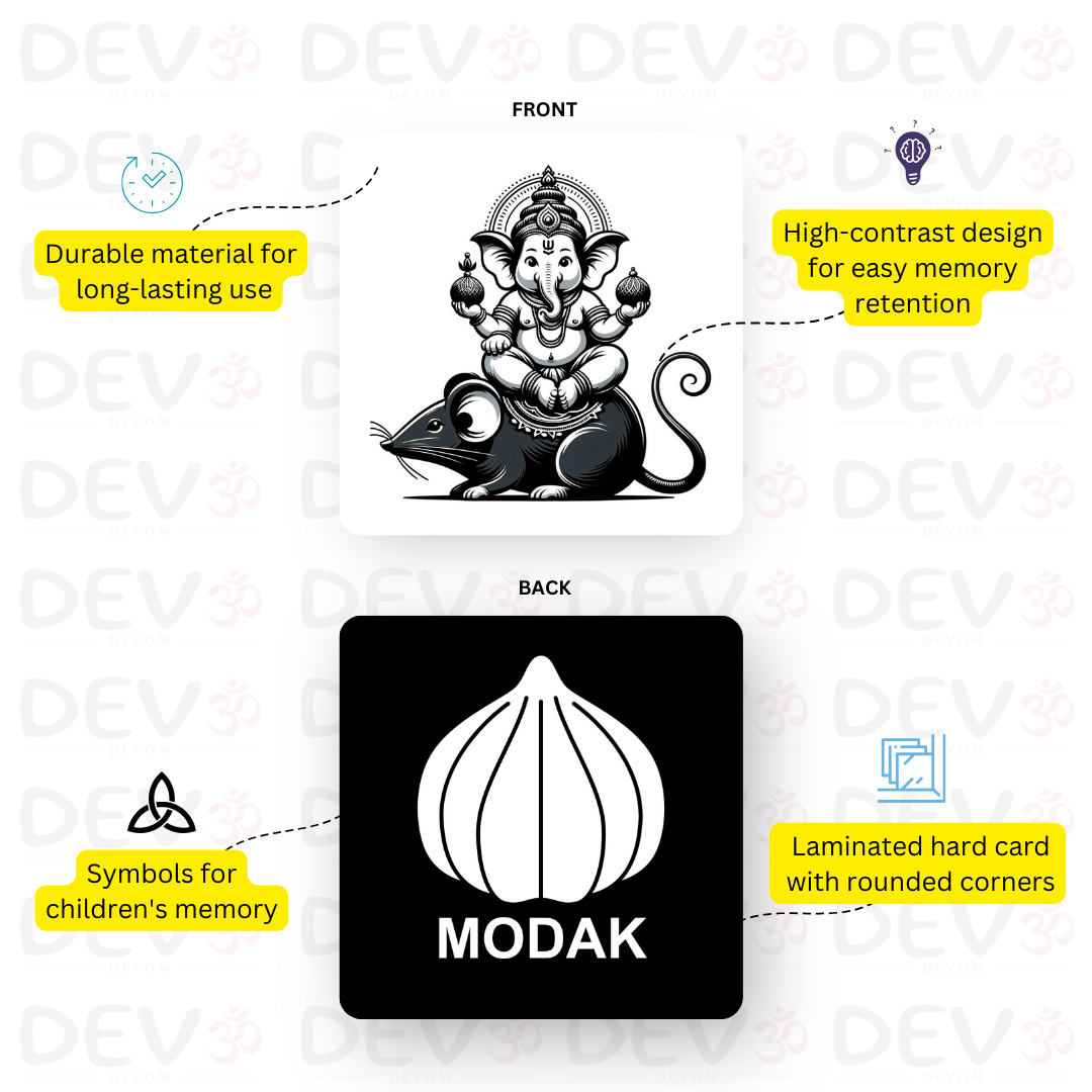 High Contrast Hindu God and Goddess Flash Cards- Visual Learning (20 Cards)