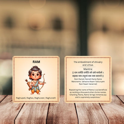 God and Goddess Cards with Mantra, Non Tearable , High Quality, Kids Memory Card Learning, Pack of 15 cards