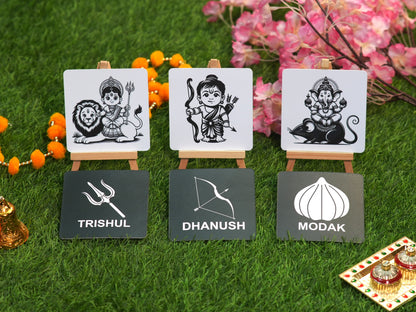 High Contrast God and Goddess Flash Cards,  Non Tearable, High Quality, Kids Memory Card Learning, Visual Learning Pack of 20 cards