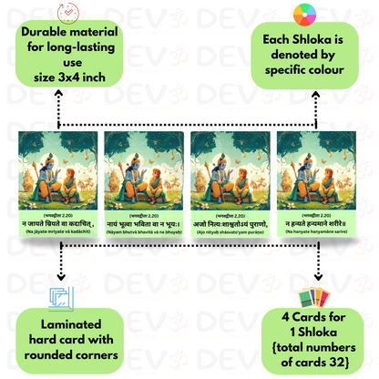 Geeta Gyan Cards, Non Tearable, High Quality, Kids Memory Card Learning, Pack of 32 cards
