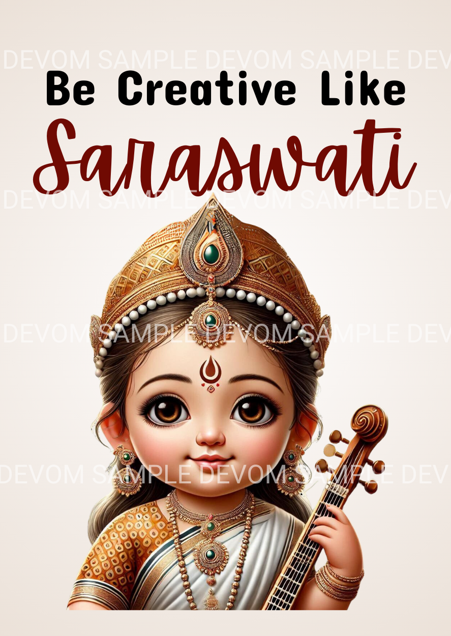 Saraswati Ji Digital Poster - Wall Art (Printable)